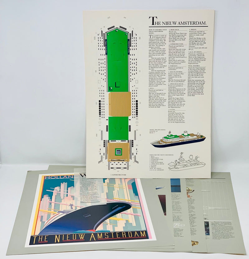 NIEUW AMSTERDAM: 1983 - Large VIP intro kit w/ cardboard model