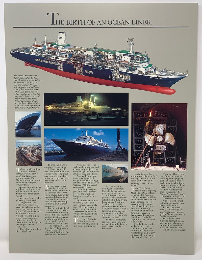 NIEUW AMSTERDAM: 1983 - Large VIP intro kit w/ cardboard model