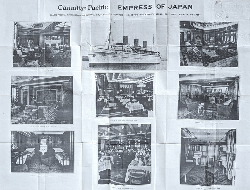 EMPRESS OF JAPAN: 1930 - Large 1938 deck plan w/ interior photos