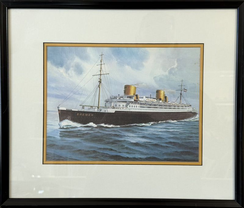 BREMEN: 1929 - Framed portrait of Blue Riband winner