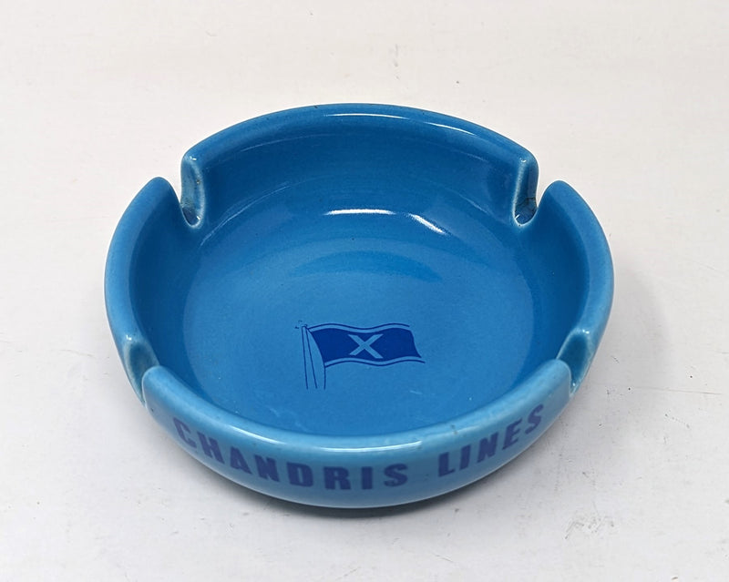 Various Ships - Lovely blue glaze Chandris Lines ashtray