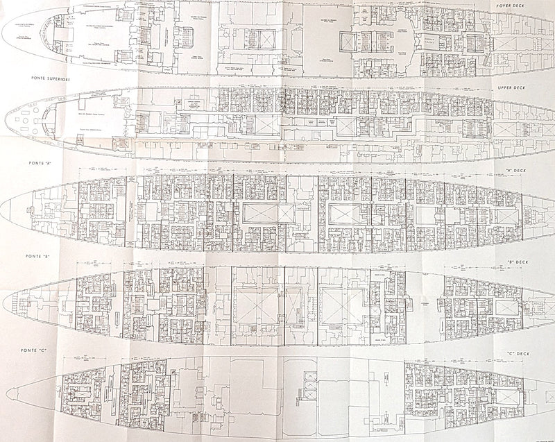LEONARDO DA VINCI: 1960 - Pre-maiden voyage deck plan from 1959