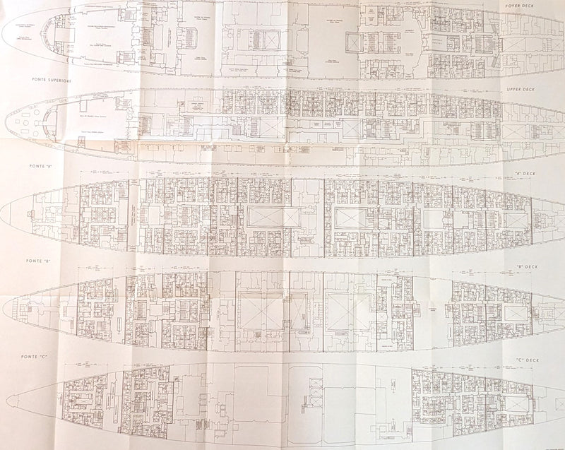 LEONARDO DA VINCI: 1960 - Pre-maiden voyage deck plan from 1959