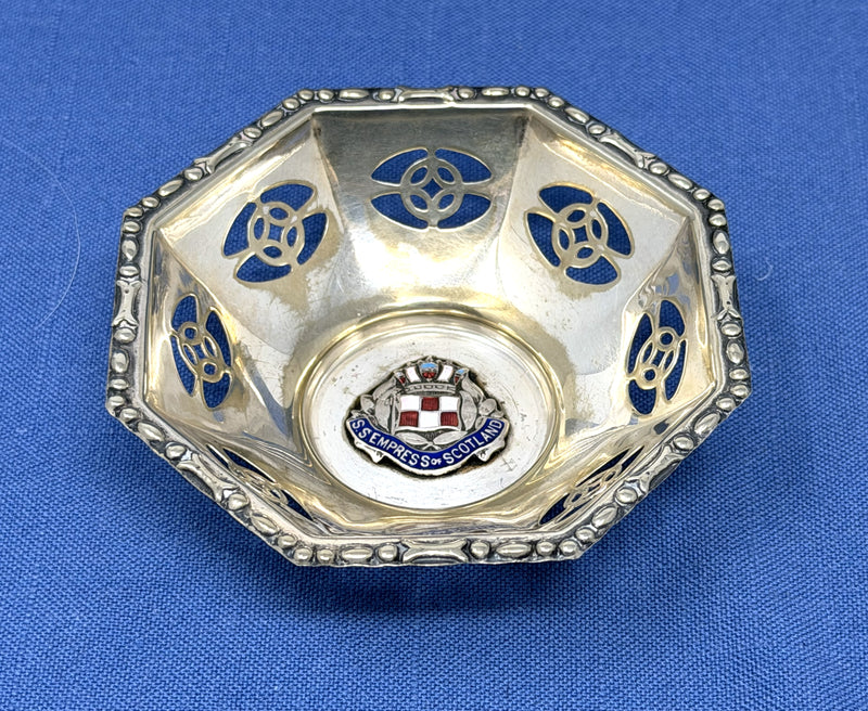 EMPRESS OF SCOTLAND: 1930 - Silverplated souvenir pin dish