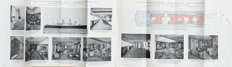 DUCHESS OF BEDFORD: 1928 - Cruise deck plan booklet w/ many interior photos from 1929