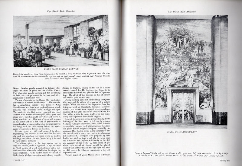 QUEEN MARY: 1936 - Rare May '36 "Sketch Book Magazine" describing art & interiors