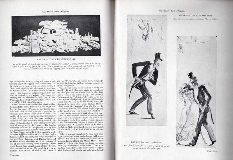 QUEEN MARY: 1936 - Rare May '36 "Sketch Book Magazine" describing art & interiors