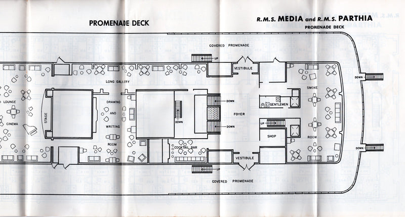 MEDIA & PARTHIA - First Class deck plan from 1948