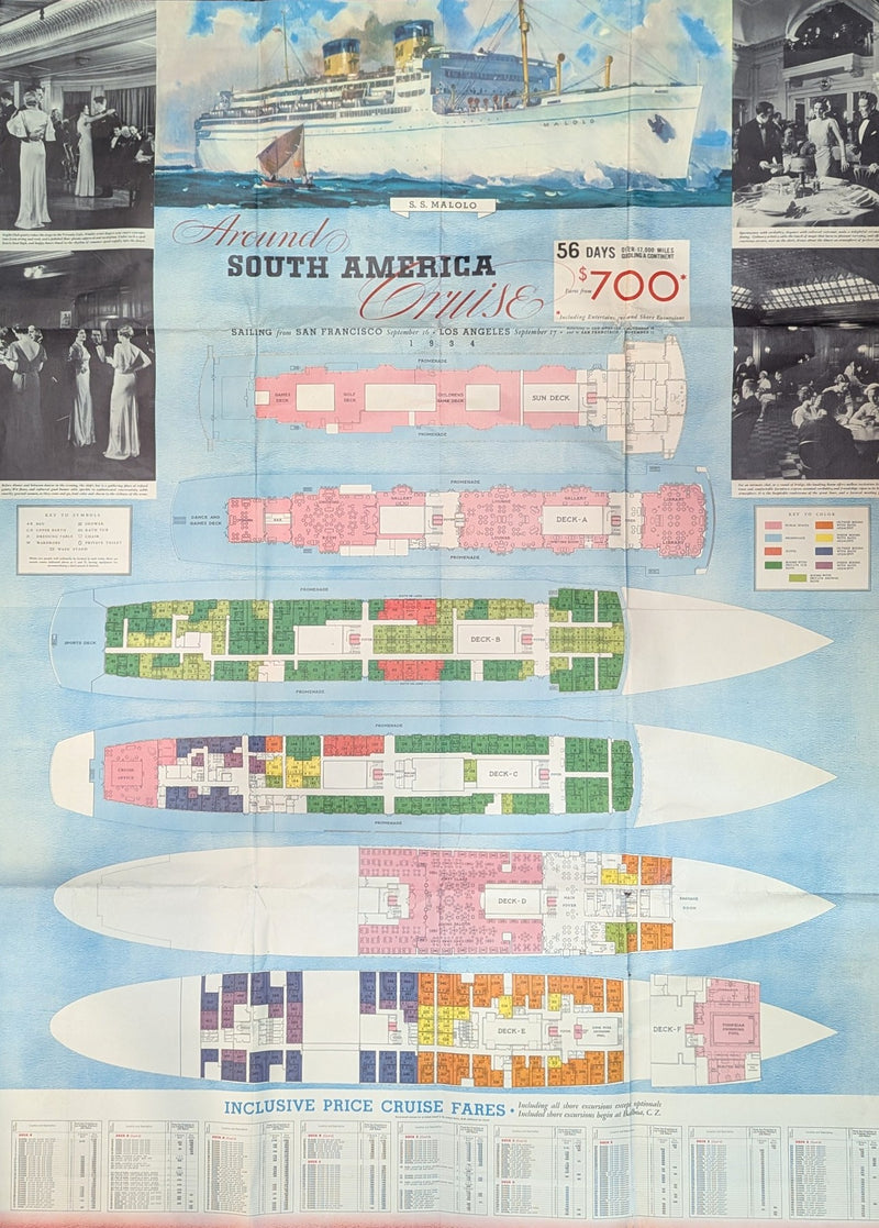 MALOLO: 1927 - Ginormous 1934 cruise brochure & deck plans