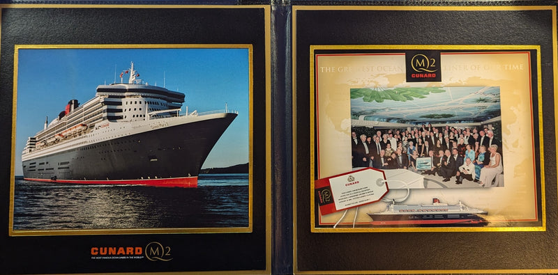 QUEEN MARY 2: 2004 - Deluxe album w/ maiden voyage photo of Commodore Warwick event