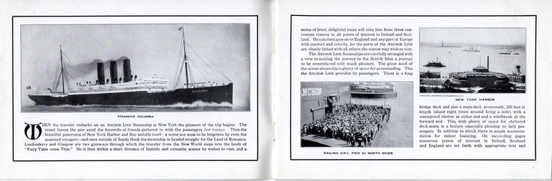 Various: pre-war - Circa 1910 Anchor Line fleet & destination brochure w/ 36 pages