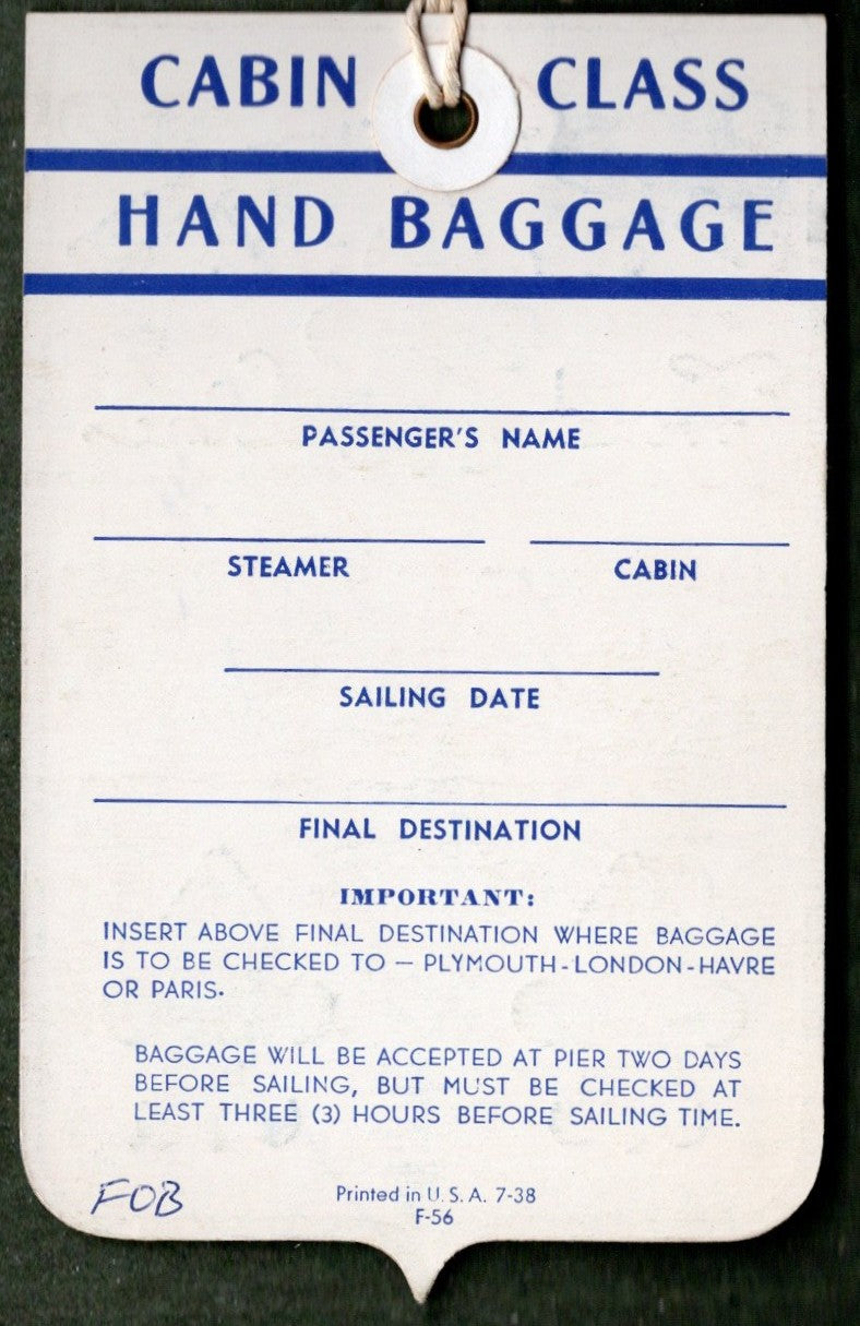 ILE DE FRANCE: 1927 - Original shield baggage sticker & tag from 1930s