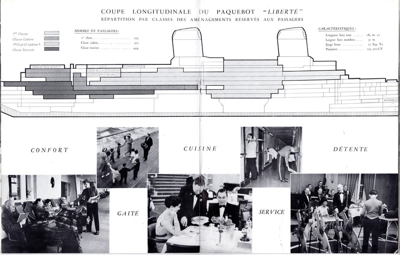 LIBERTE: 1930 - Deluxe, 3-class interiors brochure from 1956