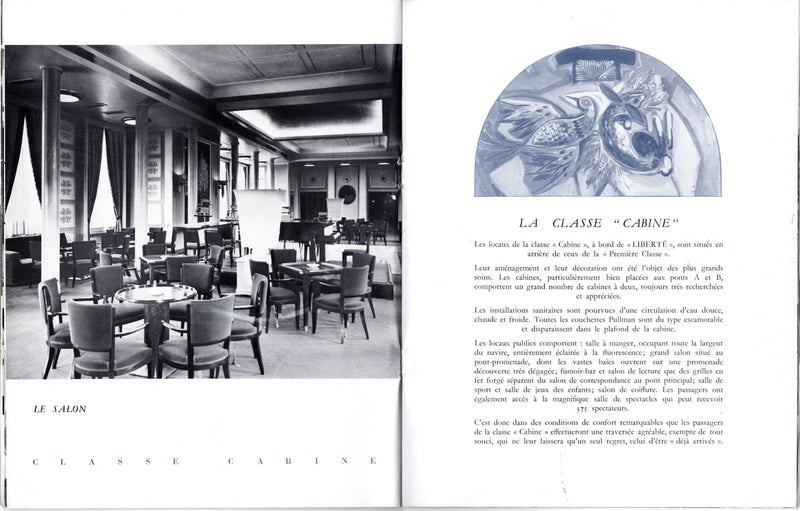 LIBERTE: 1930 - Deluxe, 3-class interiors brochure from 1956