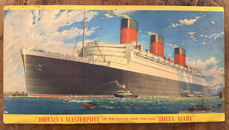 QUEEN MARY: 1936 -Ooriginal pre-maiden voyage agency standee