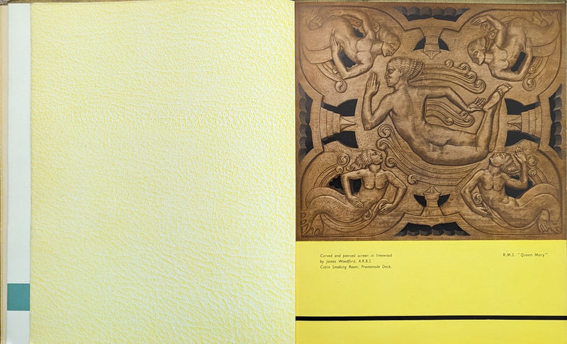 QUEEN MARY: 1936 - Famed gold-cover pre-maiden art-onboard brochure