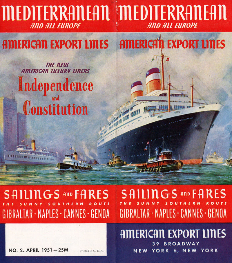 INDEPENDENCE & CONSTITUTION: 1951 - Maiden voyage sailings & fares