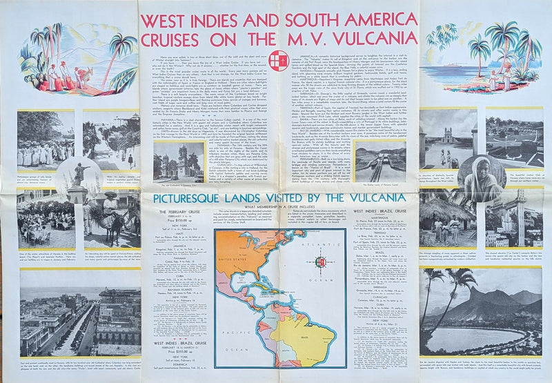 VULCANIA: 1928 - Big 1932-33 cruise brochure w/ plans & interiors
