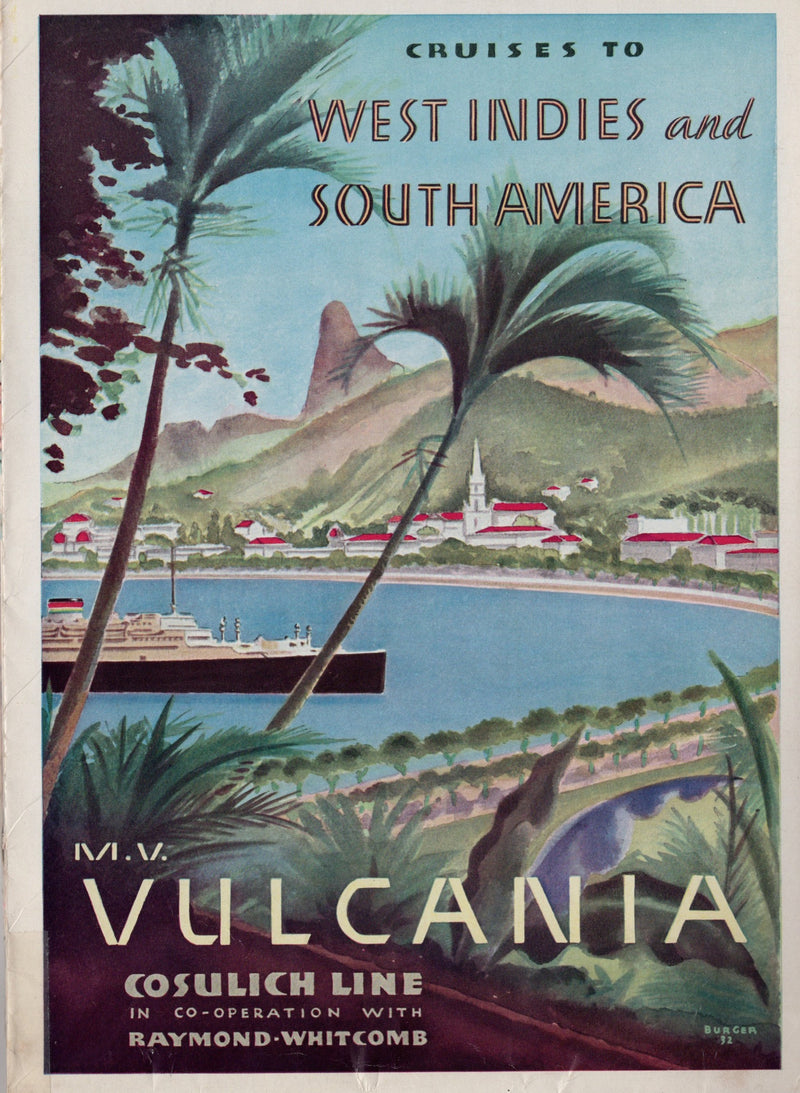VULCANIA: 1928 - Big 1932-33 cruise brochure w/ plans & interiors