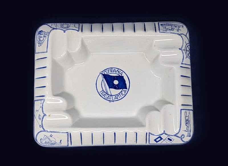 Various Ships - Elaborately decorated Compania Trasatlantica china ashtray