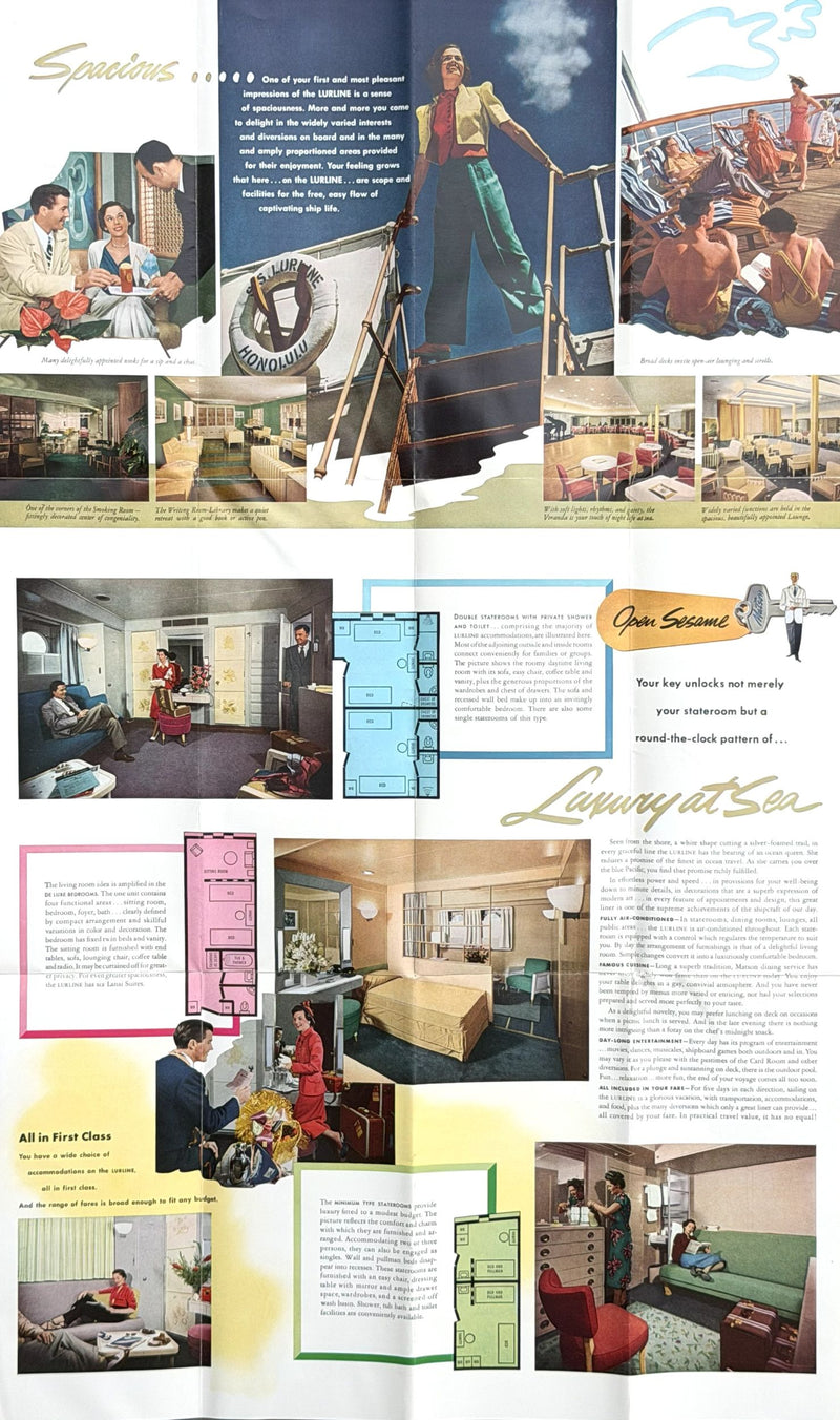 LURLINE: 1933 - fold-out color interiors from 1958
