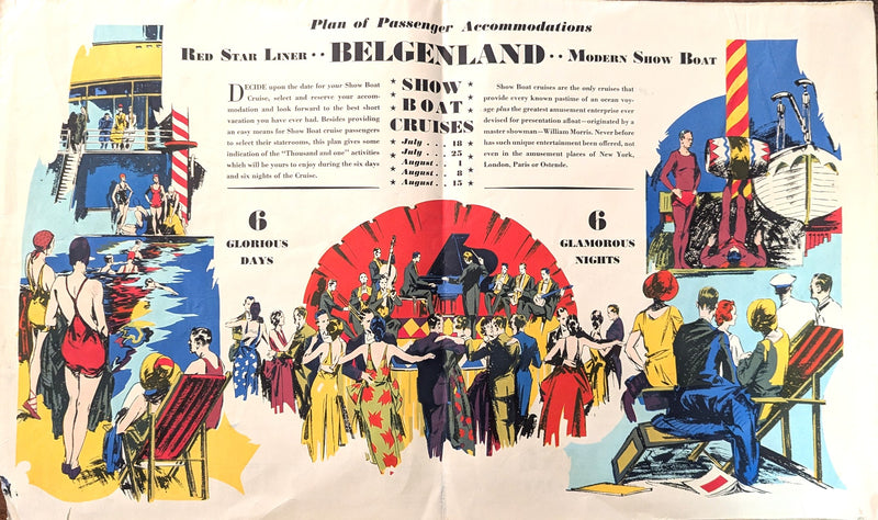 BELGENLAND: 1923 - Enormous 1931 cruise brochure w/ deck plans & interior photos