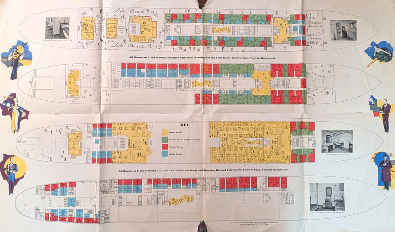 BELGENLAND: 1923 - Enormous 1931 cruise brochure w/ deck plans & interior photos