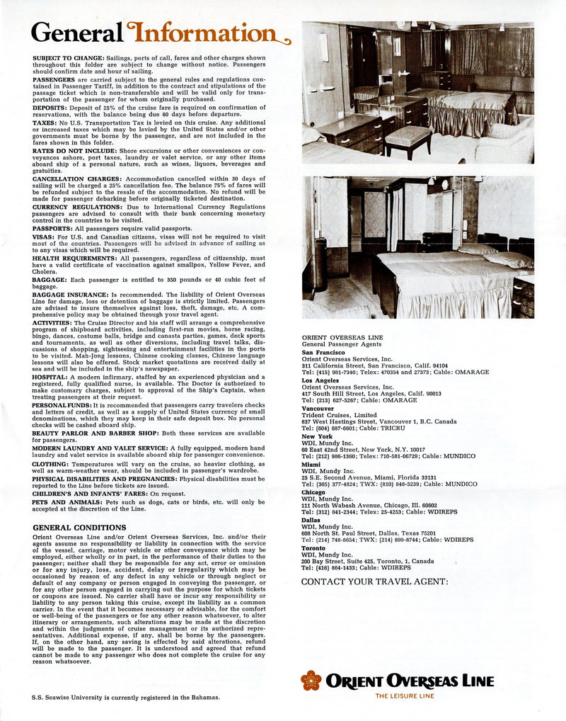 QUEEN ELIZABETH/SEAWISE UNIVERSITY: 1940 - Have-to-happen maiden cruse brochure + fire clippings
