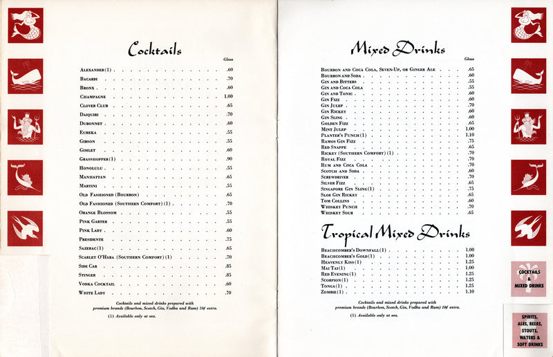 LURLINE & MATSONIA - 1959 wine menu w/ lovely Macintosh cover
