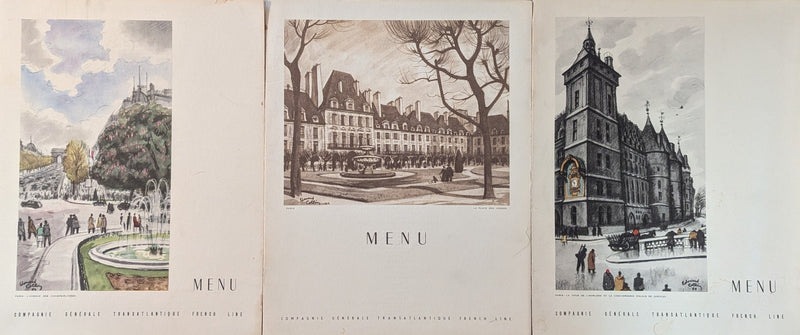 LIBERTE: 1930 - 3 First Class menus from July 1952 crossing