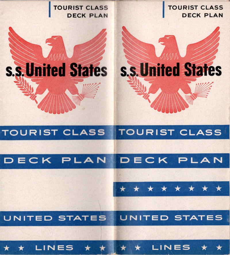 UNITED STATES: 1952 - Tourist Class deck plan from 1954