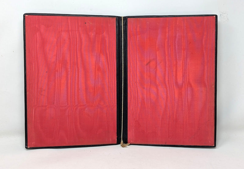 QE2: 1969 - Padded leather Grill Room menu cover w/ menu