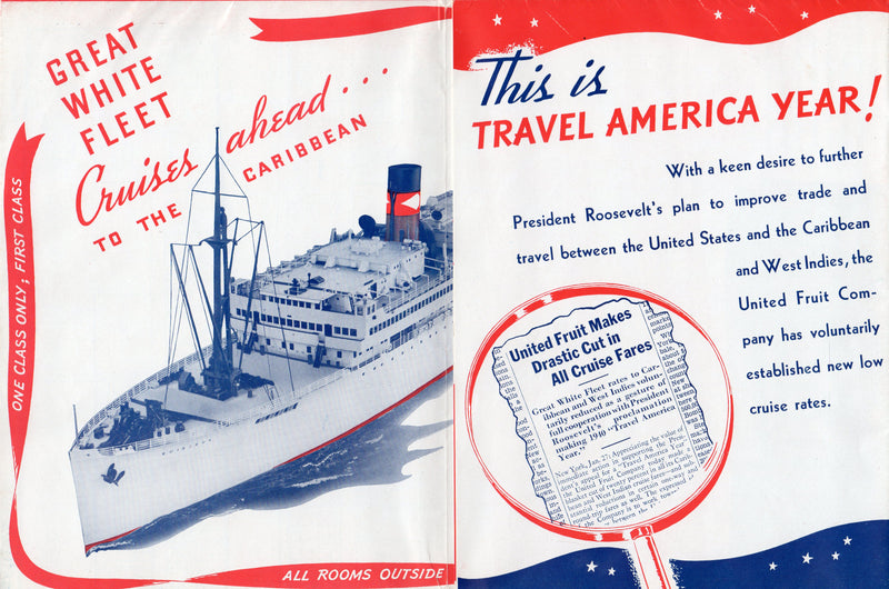 Various: pre-war - 1940 United Fruit Company fleet brochure w/ deck plans