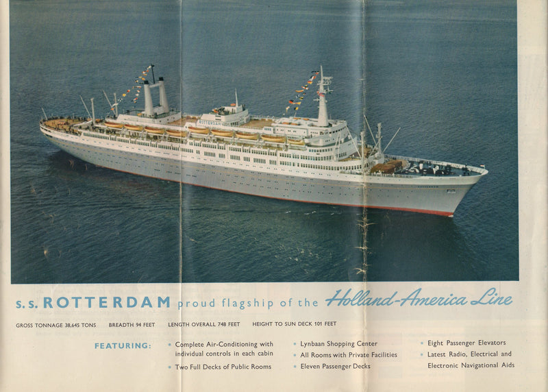 ROTTERDAM: 1959 - Deluxe cruise brochure in color from 1960