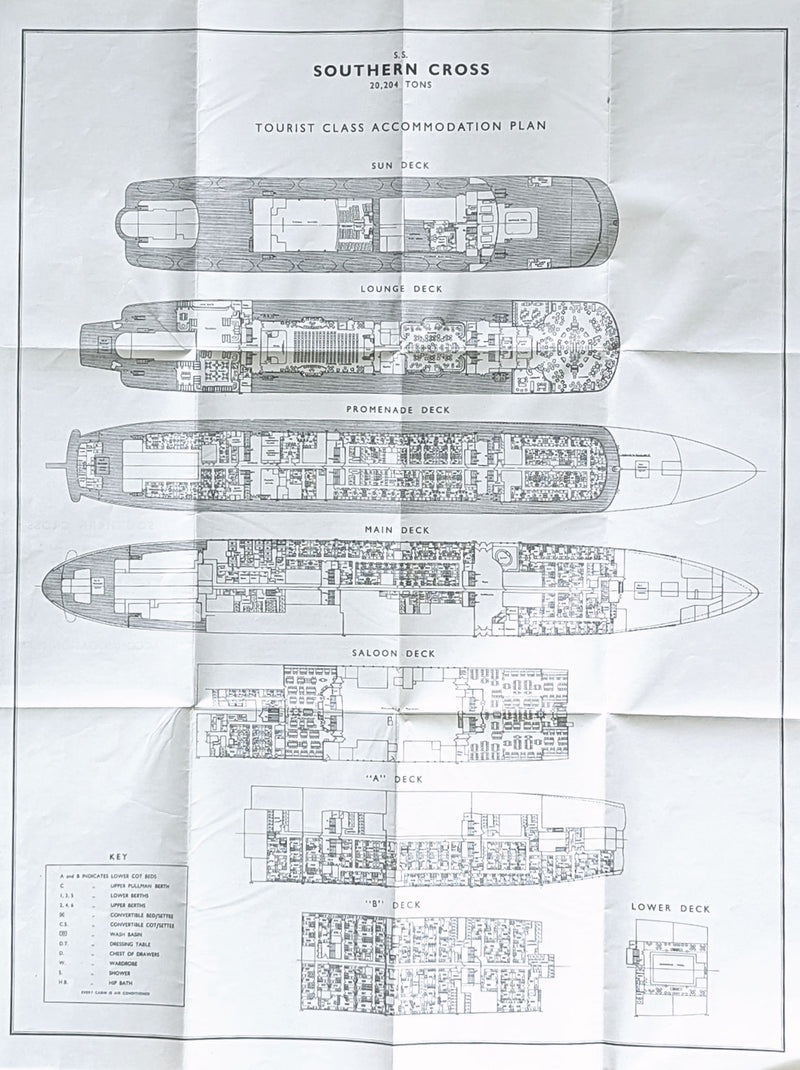 SOUTHERN CROSS: 1955 - Full ship deck plan from 1962