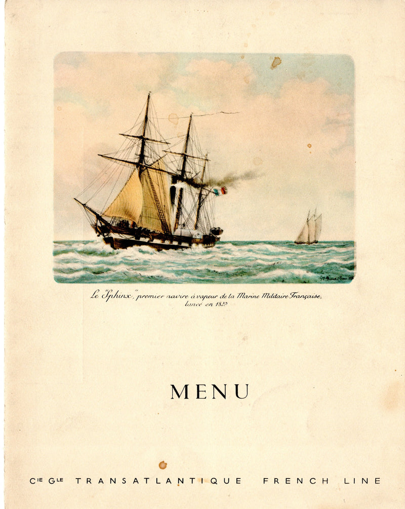 ILE DE FRANCE: 1927 - First Class dinner menu