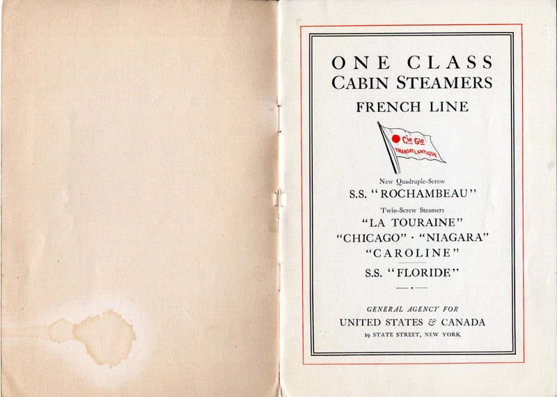 Various: pre-war - 1911 French Line "One-Class Steamers" w/ plans & interiors - fair