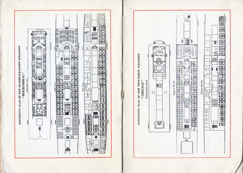 Various: pre-war - 1911 French Line "One-Class Steamers" w/ plans & interiors - fair