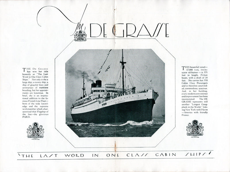 DE GRASSE: 1924 - Cabin (First) Class interiors brochure