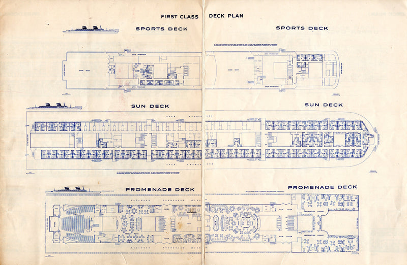 UNITED STATES: 1952 - Miniature deck plans from '52