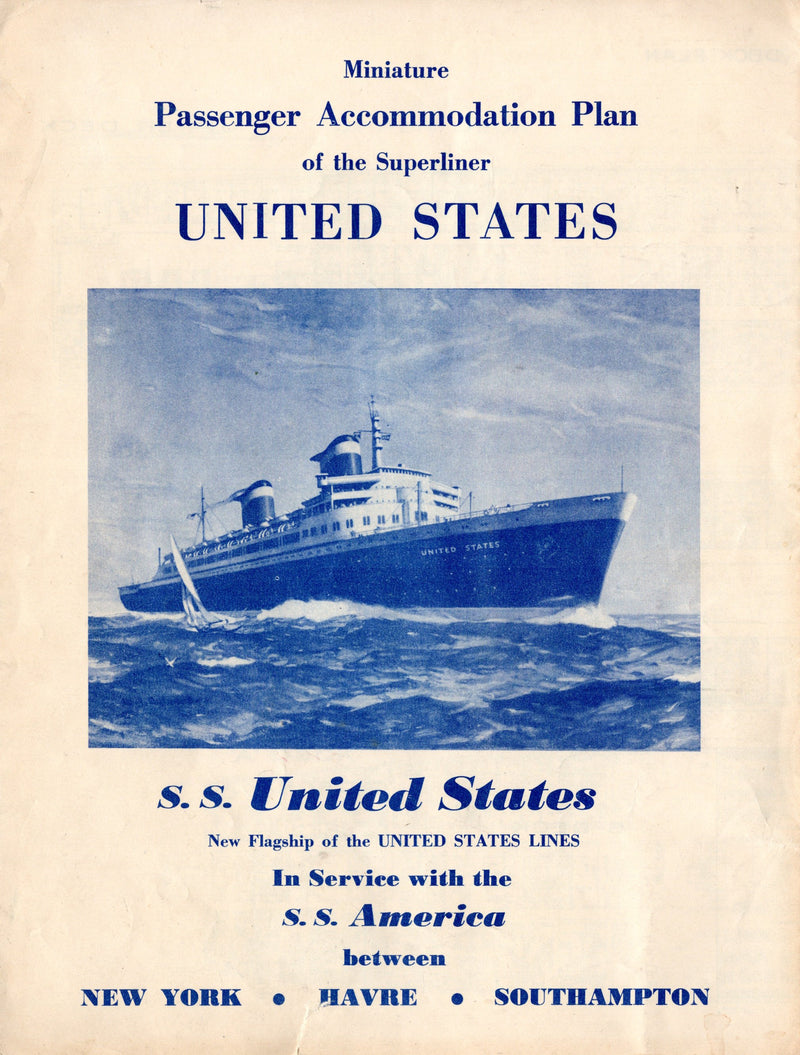 UNITED STATES: 1952 - Miniature deck plans from '52