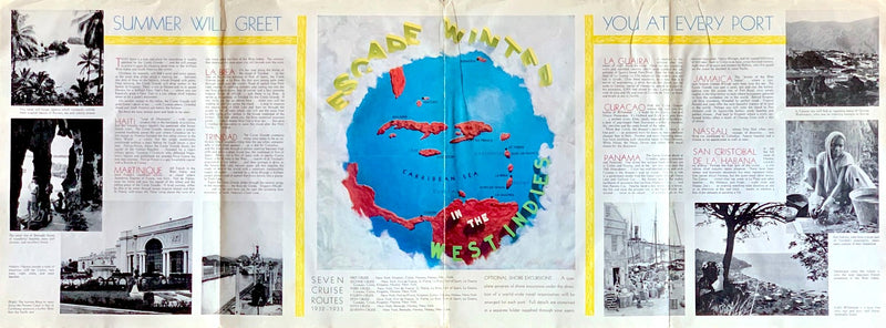 CONTE GRANDE: 1928 - Large fold-out cruise brochure w/ color interiors & deck plan