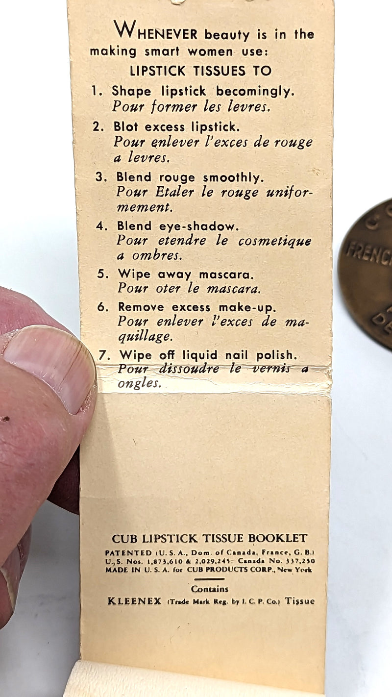 ILE DE FRANCE: 1927 - "Lipstick Tissue Booklet" souvenir