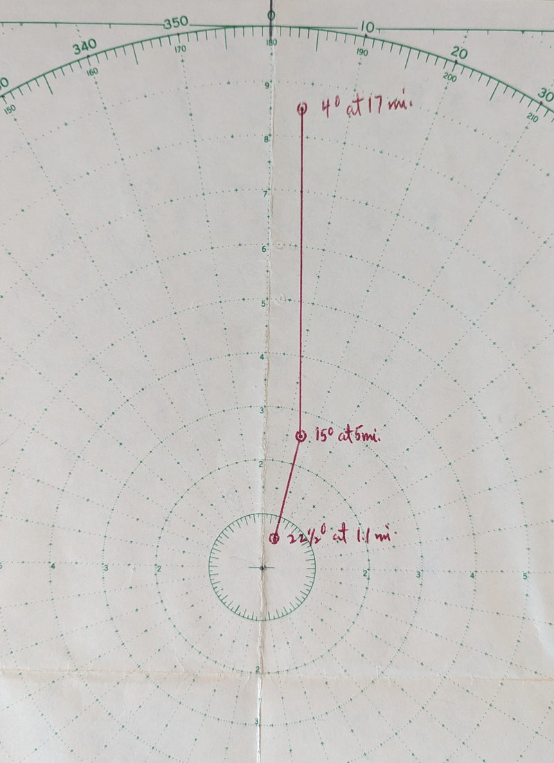 ANDREA DORIA & STOCKHOLM - Original maneuvering board showing disaster corordinates