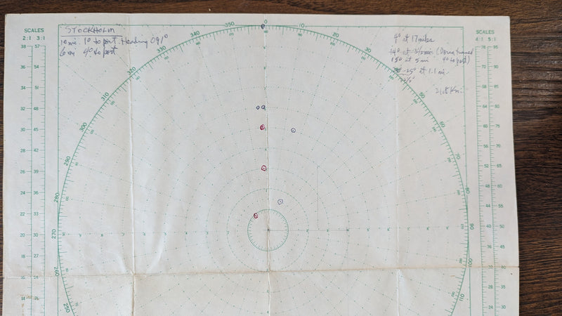 ANDREA DORIA & STOCKHOLM - Original maneuvering board showing disaster corordinates