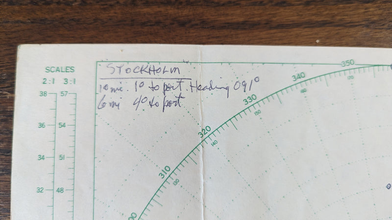 ANDREA DORIA & STOCKHOLM - Original maneuvering board showing disaster corordinates