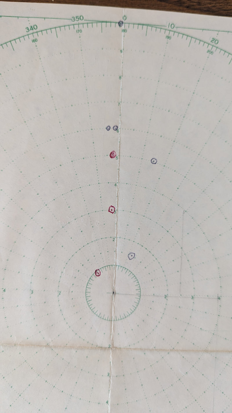 ANDREA DORIA & STOCKHOLM - Original maneuvering board showing disaster corordinates