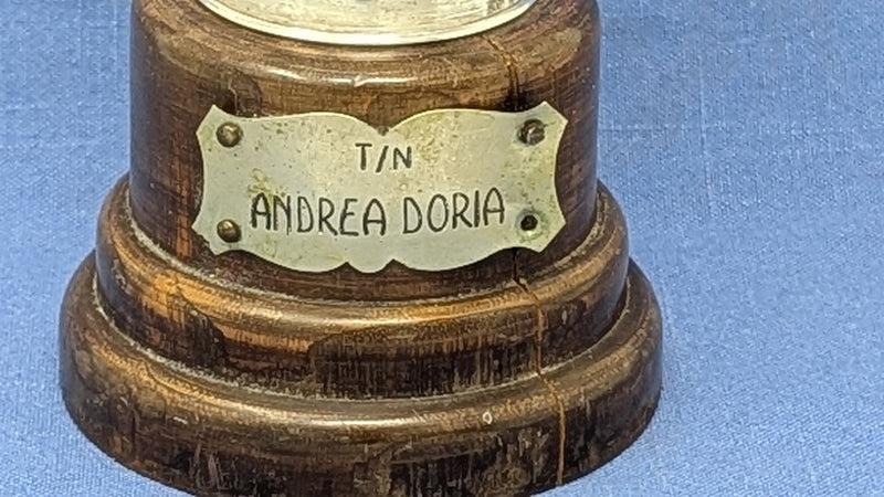 ANDREA DORIA: 1953 - Silver trophy on base from ship