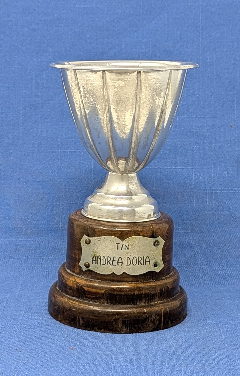 ANDREA DORIA: 1953 - Silver trophy on base from ship