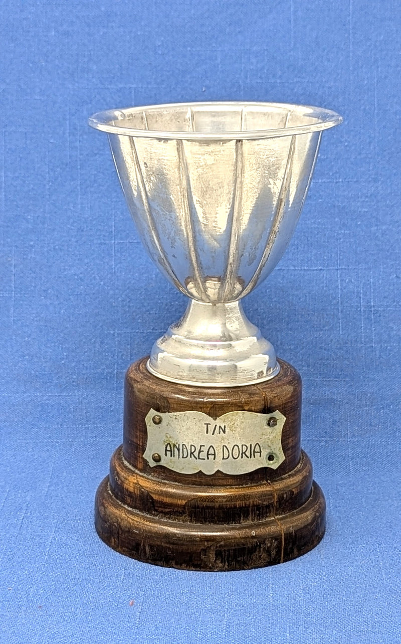 ANDREA DORIA: 1953 - Silver trophy on base from ship